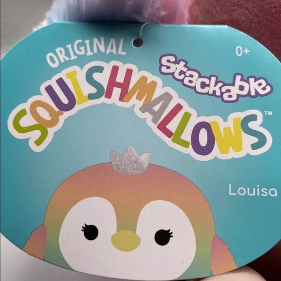 SquishMallows Stackable Louisa The Penguin Plush Tie Dye Rainbow Pastel 14” - Picture 6 of 7